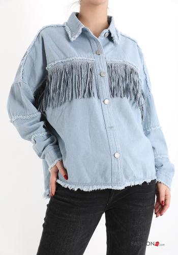 Camisa tela vaquera con brillantes con flecos - ph 1