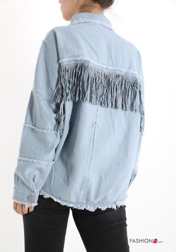 Camisa tela vaquera con brillantes con flecos - ph 2