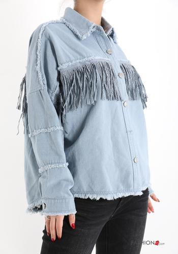 Camisa tela vaquera con brillantes con flecos - ph 3