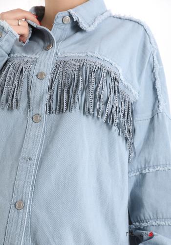 Camisa tela vaquera con brillantes con flecos - ph 4