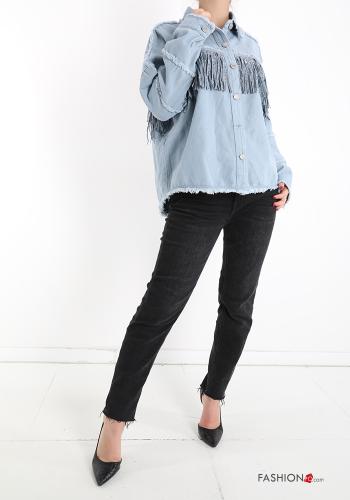 Camisa tela vaquera con brillantes con flecos - ph 5