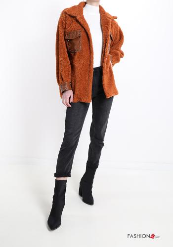 Veste Teddy Bear oversize avec poches avec clous - ph 5