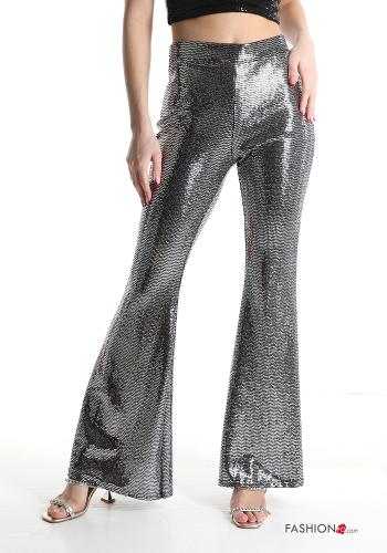 Pantalones acampanados brillante con elástico - ph 1