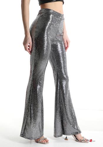 Pantalones acampanados brillante con elástico - ph 3