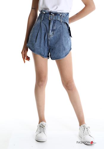Shorts de Algodón tela vaquera con cinturón con bolsillos - ph 1