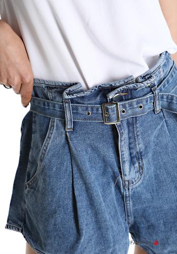 Shorts de Algodón tela vaquera con cinturón con bolsillos - ph 4