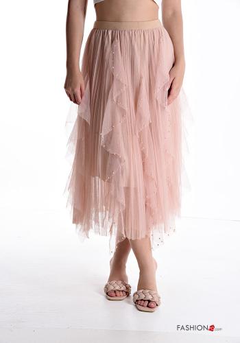 Saia tule Longuette com pérolas com elástico - ph 1