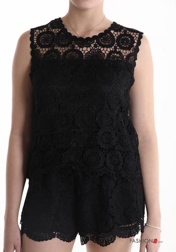lace trim Cotton Tank-Top - ph 1