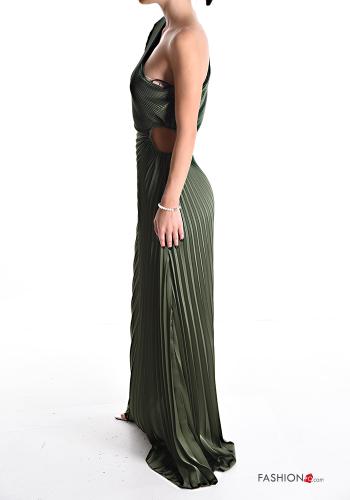 Vestido longo cetim plissê decote assimétrico - ph 3
