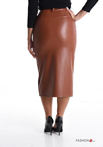 Gonna ecopelle con tasche con spacco - ph 2