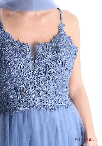Vestido sem mangas renda tule longo com cachecol - ph 4