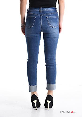 Jeans in Cotone skinny con tasche con strass - ph 2