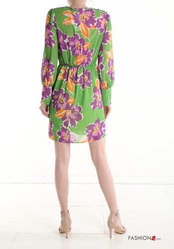 Vestido manga larga corto Estampado Floral con cuello en v - ph 2