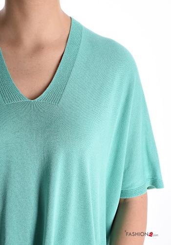 kurze ärmel Strickpullover mit V-Ausschnitt - ph 4