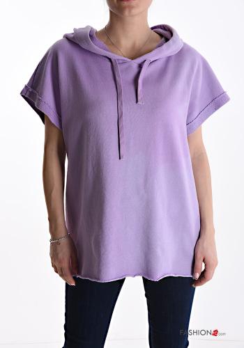 kurze ärmel Sweatshirt aus Baumwolle mit Kapuze - ph 1