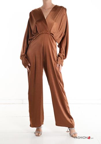 Combinaison satin wide leg à col en V - ph 1