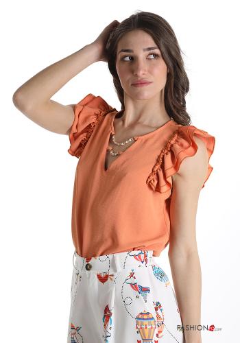 T-shirt  con balze scollo a V - ph 3