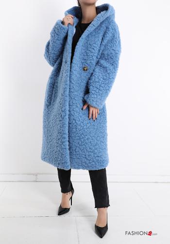 Teddy Bear faux fur Coat with buttons with hood with pockets - ph 1