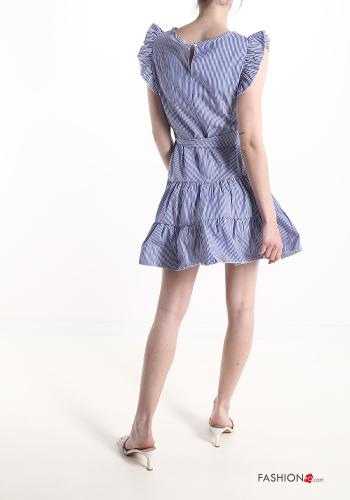 Streifenmuster Kleid mit Volants mit Schleife - ph 2