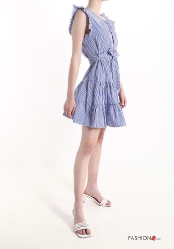 Streifenmuster Kleid mit Volants mit Schleife - ph 3