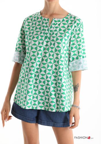 T-shirt in Cotone Fantasia geometrica - ph 1