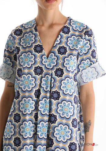 Abito in Cotone Fantasia floreale scollo a V - ph 4