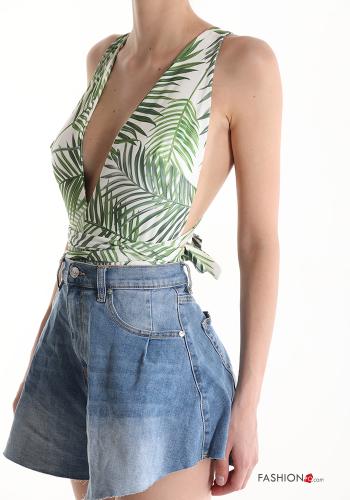 Bañador escote v de múltiples fines Diseño impreso con moño - ph 3