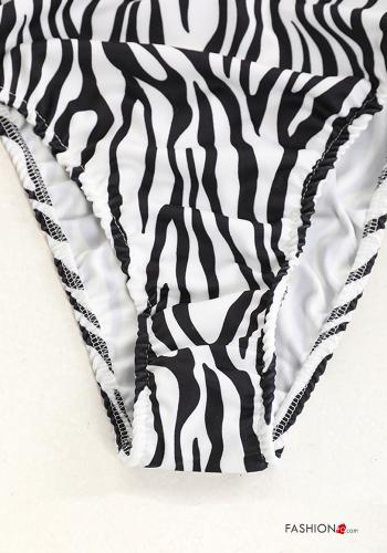 Bañador escote en v de múltiples fines Estampado animal con moño - ph 5