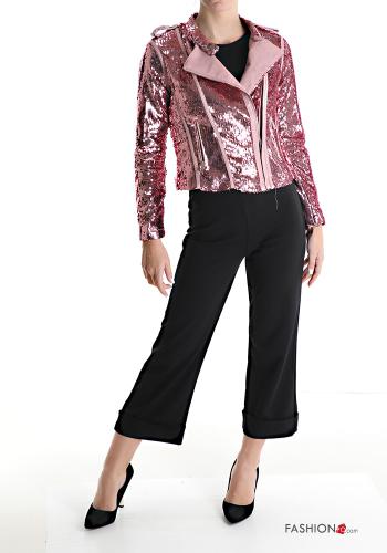Cazadora estilo biker con lentejuelas con cremallera - ph 5