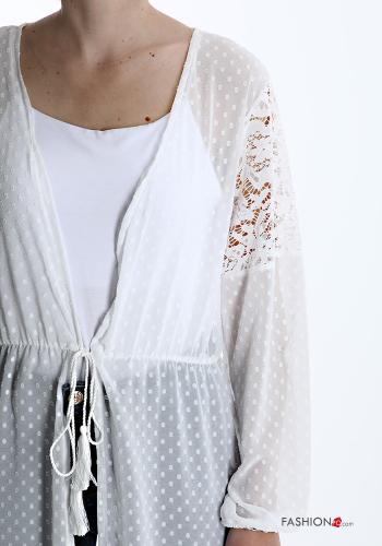 Polka-dot lace Beach robe with flounces with bow - ph 4