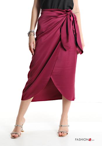 Gonna midi raso a fazzoletto-tulipano con fiocco - ph 1
