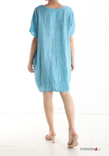 Vestido de Lino Patrón bordado con bolsillos - ph 2