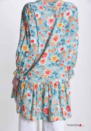 Blusa Fantasia floreale con balze scollo a V - ph 2