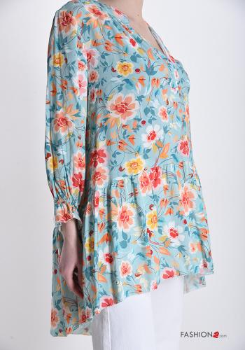 Blusa Fantasia floreale con balze scollo a V - ph 3