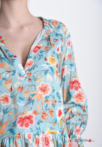 Blusa Fantasia floreale con balze scollo a V - ph 4