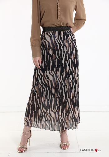Falda De lurex Longuette con plisado Estampado animal con elástico - ph 1