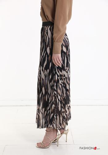 Falda De lurex Longuette con plisado Estampado animal con elástico - ph 3