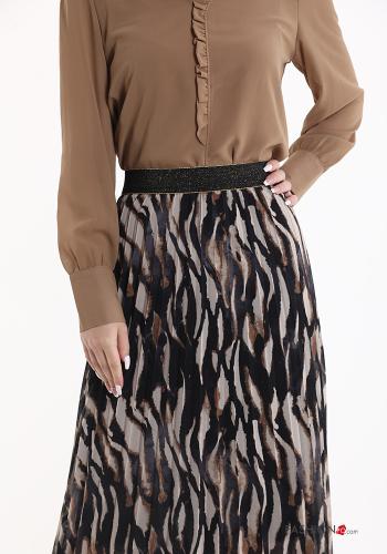 Falda De lurex Longuette con plisado Estampado animal con elástico - ph 4