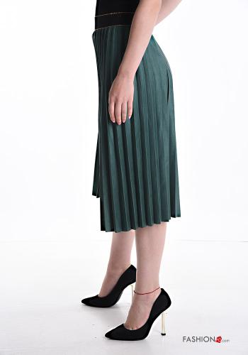 midi lurex pleated faux leather Skirt with elastic - ph 3