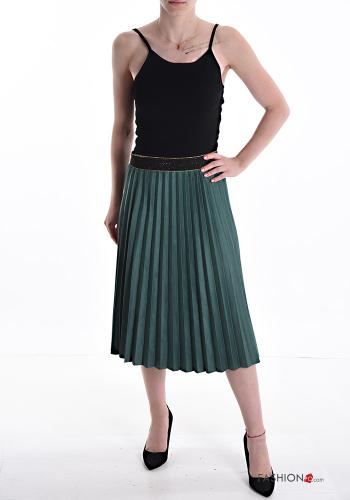 midi lurex pleated faux leather Skirt with elastic - ph 5