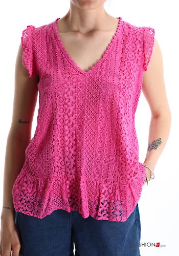 lace Cotton Top with v-neck - ph 1