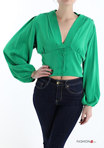 long sleeve Top with buttons with v-neck