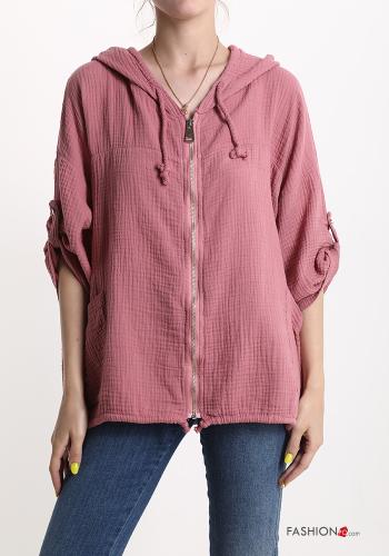Cotton Sweatshirt with zip with hood - ph 1