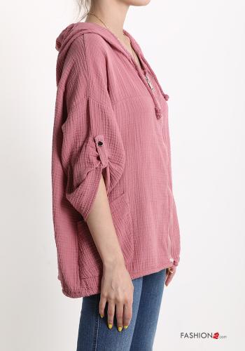 Cotton Sweatshirt with zip with hood - ph 3