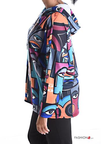 Patterned Sweatshirt with hood with drawstring - ph 3