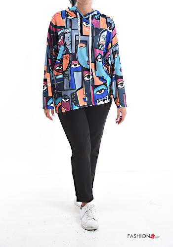 Patterned Sweatshirt with hood with drawstring - ph 5