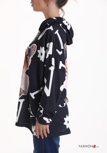 Sweatshirt Padrão Estampado com capuz com cordão - ph 3
