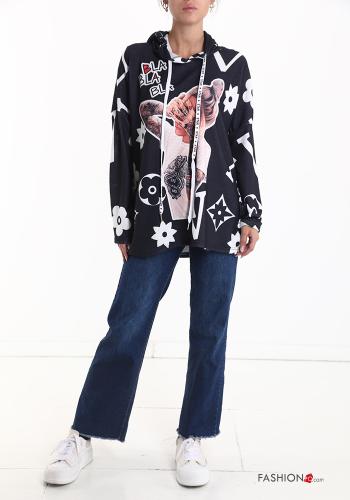 Sweatshirt Padrão Estampado com capuz com cordão - ph 5
