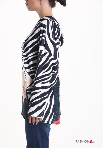Sweatshirt Padrão animal com capuz com cordão - ph 3