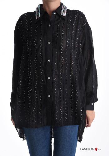 long sleeve Shirt with buttons with rhinestones